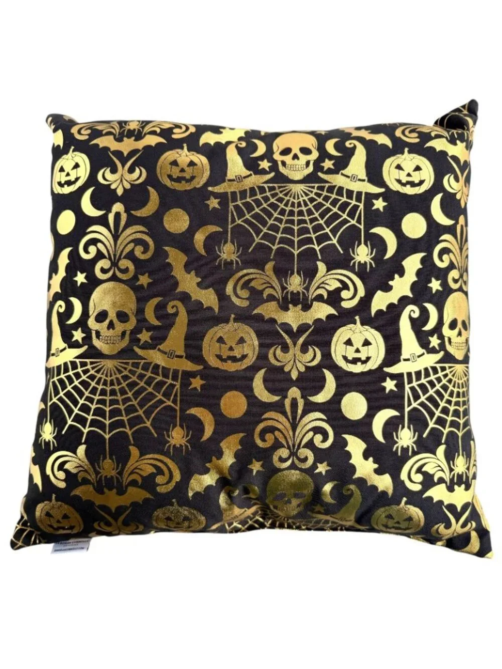Deborah Connolly Halloween Gold Black Throw Pillows Skull Pumpkin Witch Set Of 2